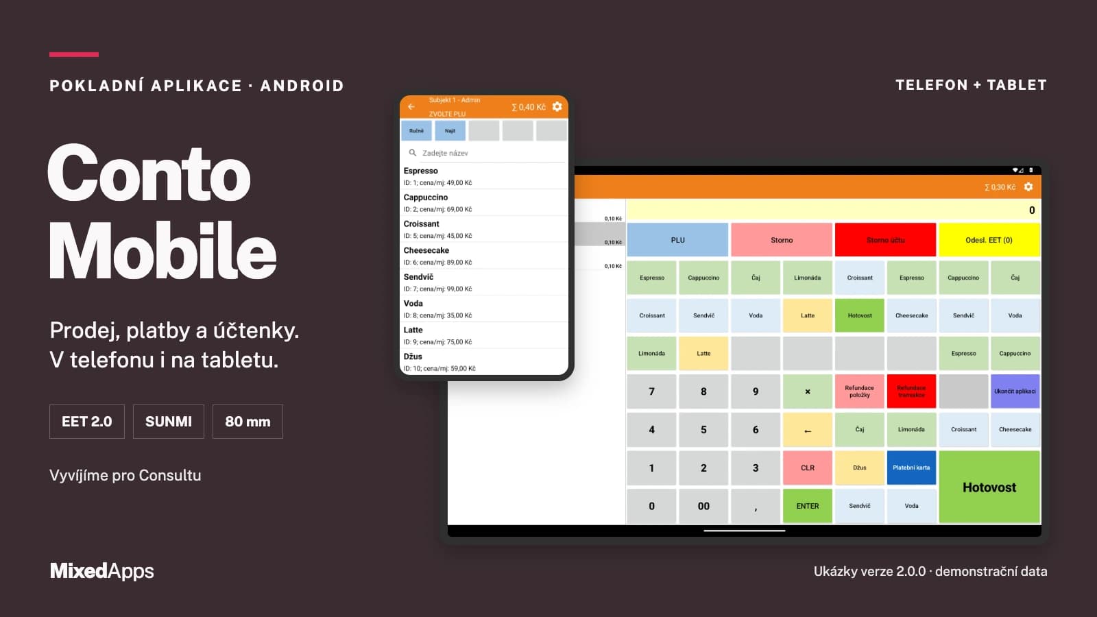 Conto Mobile – pokladna pro Android — náhled projektu