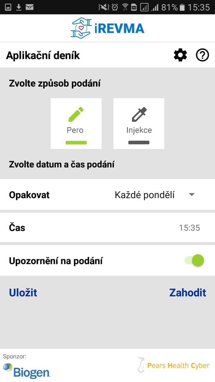iREVMA — obrazovka 2