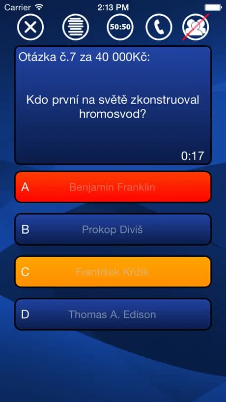 Kdo chce být milionářem? — obrazovka 1