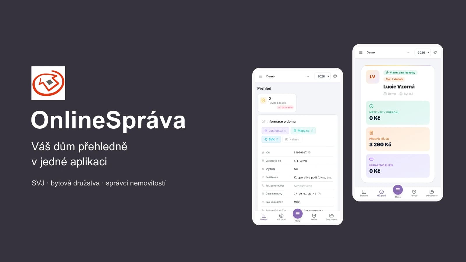 OnlineSpráva — náhled projektu