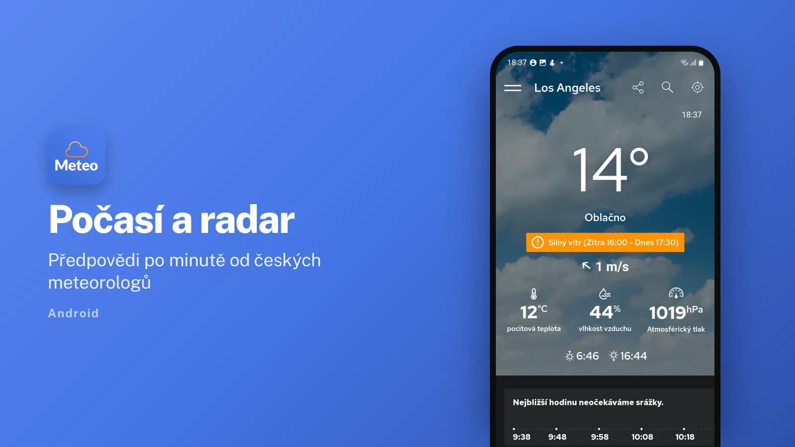 Počasí a radar Meteocentrum — náhled projektu