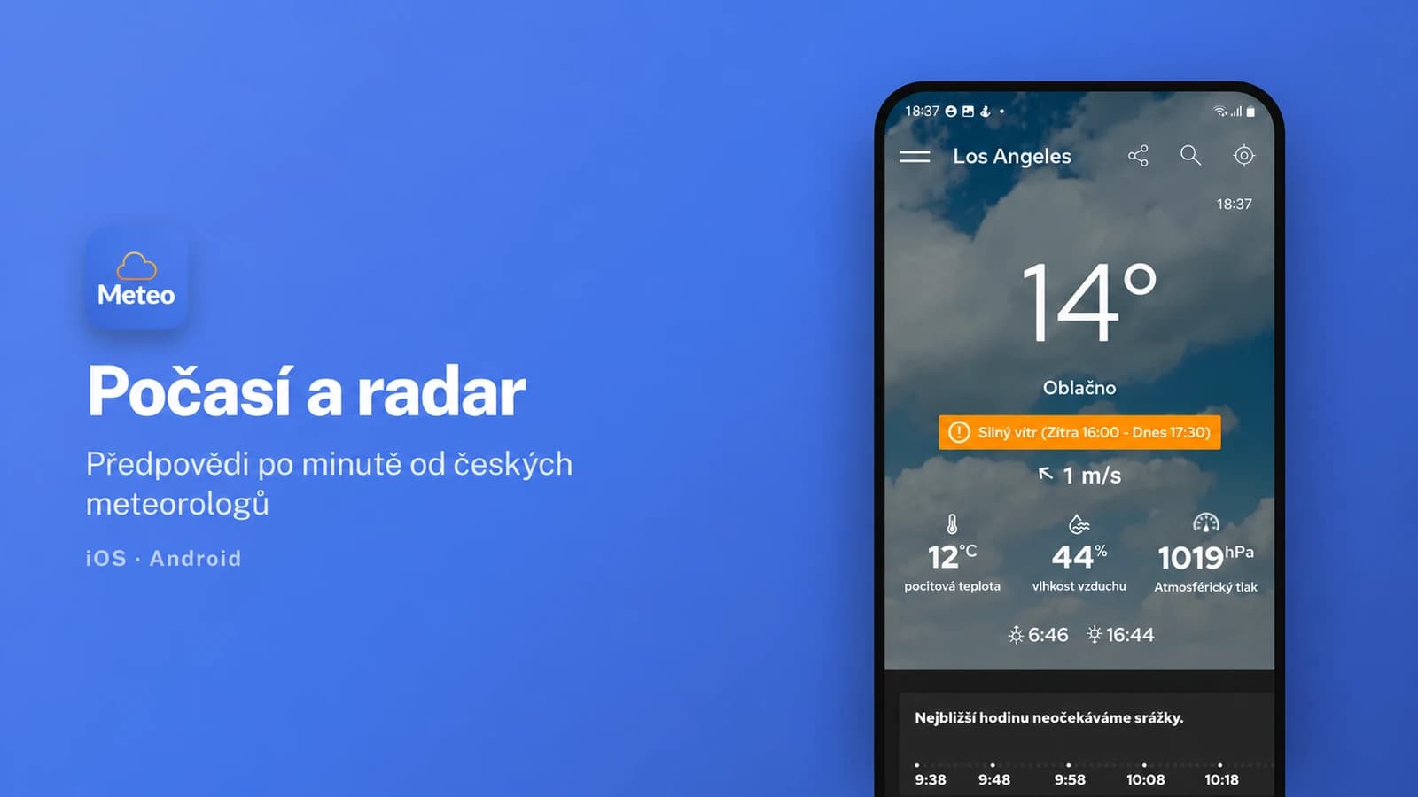 Počasí a radar Meteocentrum — náhled projektu