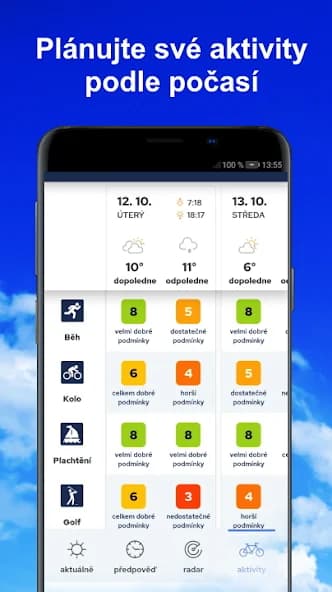 Počasí a radar Meteocentrum — obrazovka 4