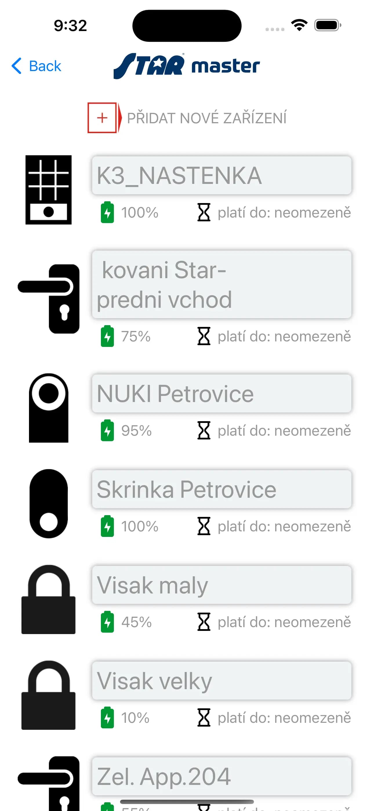 Star E-key — obrazovka 2