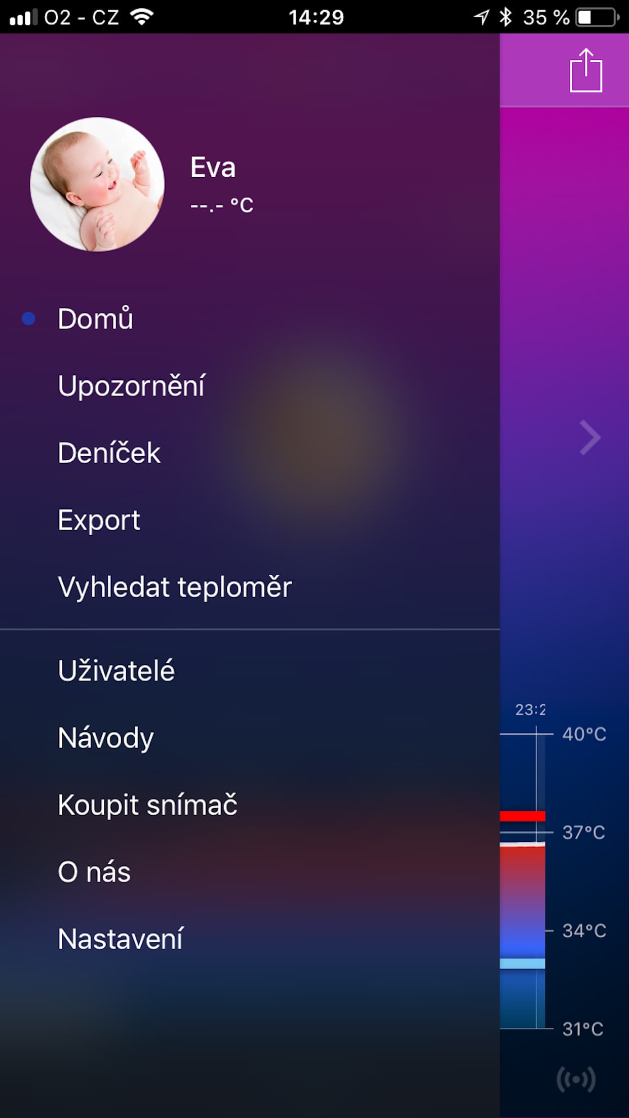 Thermeeno — obrazovka 2