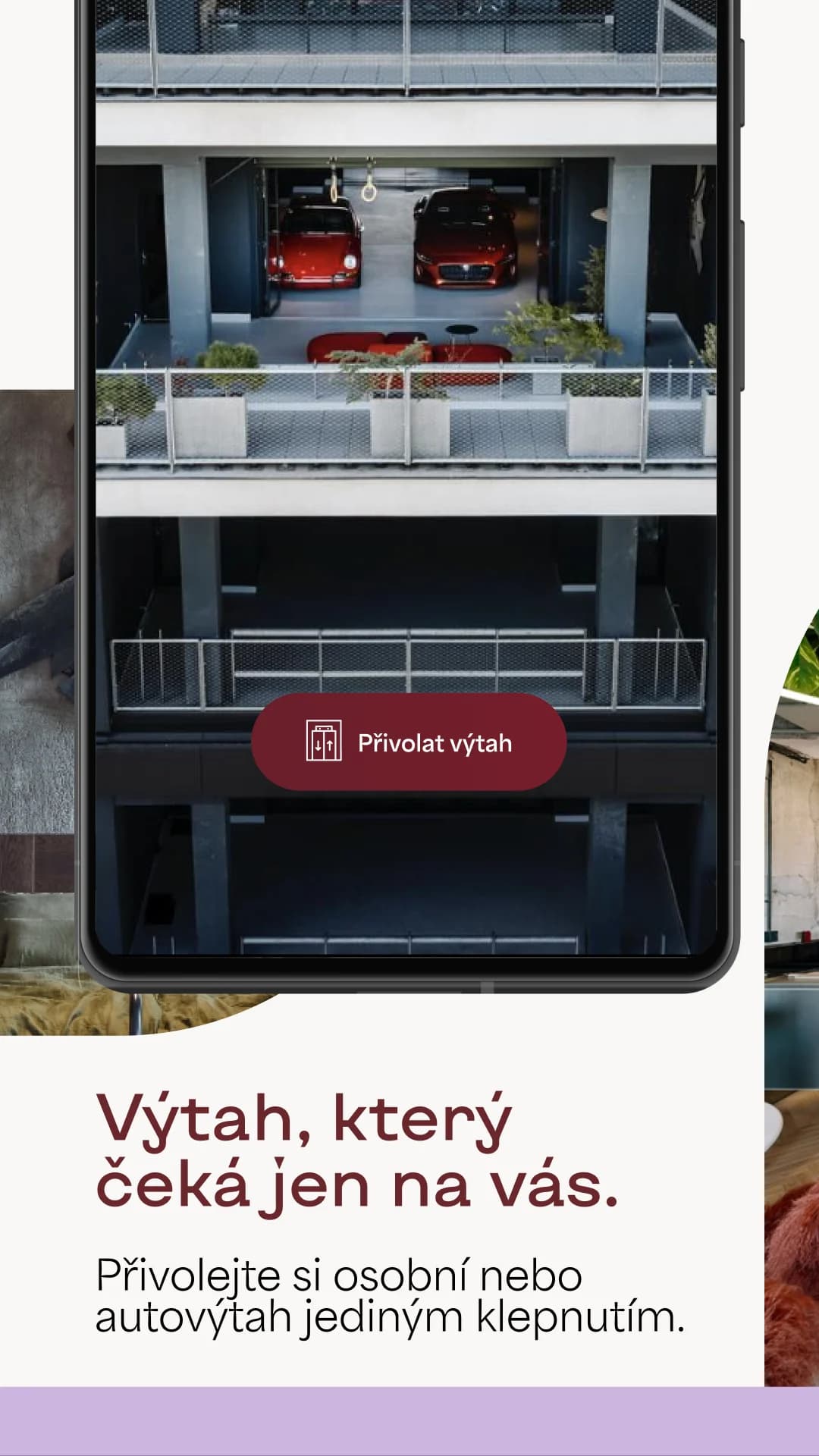 Snímek obrazovky aplikace Vanguard – Výtah přivolaný z telefonu