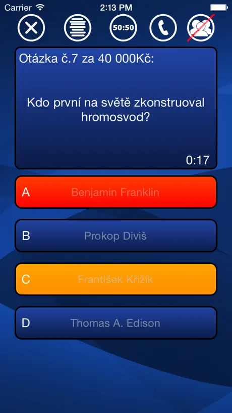 Kdo chce být milionářem? — obrazovka 1
