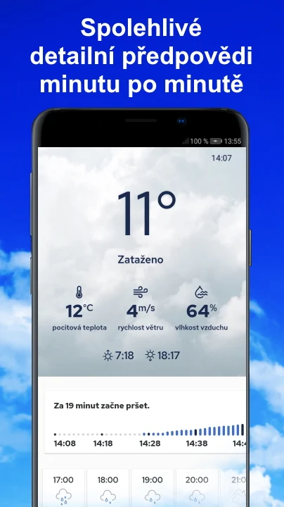 Hlavní funkce aplikace Předpověď počasí & Radar