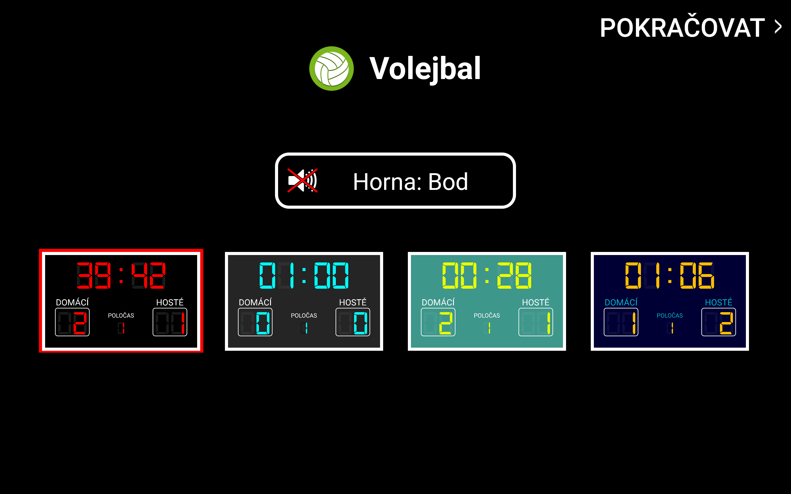 ScoreBoard — obrazovka 3